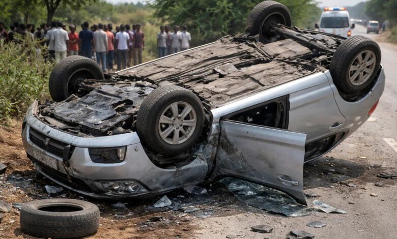 Rajasthan Accident: सड़क हादसों से सनसनी, कार पलटने से पति-पत्नी की मौत, युवक के सिर के टुकड़े सड़क पर फैले
