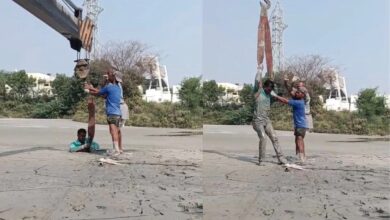 किशनगढ़ में मार्बल स्लरी के दलदल में धंसा युवक, क्रेन से निकाल बचाई जान