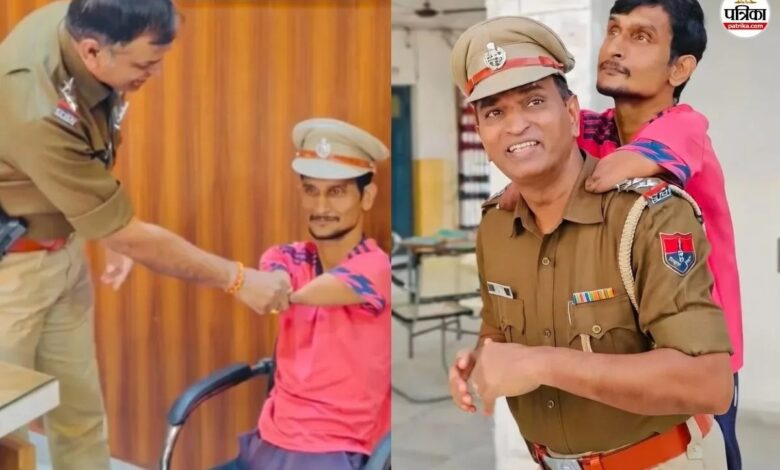 डीडवाना में पुलिस ने दिव्यांग की इच्छा की पूरी, थाना प्रभारी ने पीठ पर बैठाकर थाने की कराई सैर